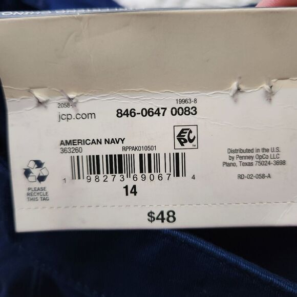 St. John's Bay Navy Rhinestone Embellished Girlfriend Chino Mid-Rise Pants 14 - Picture 8 of 9